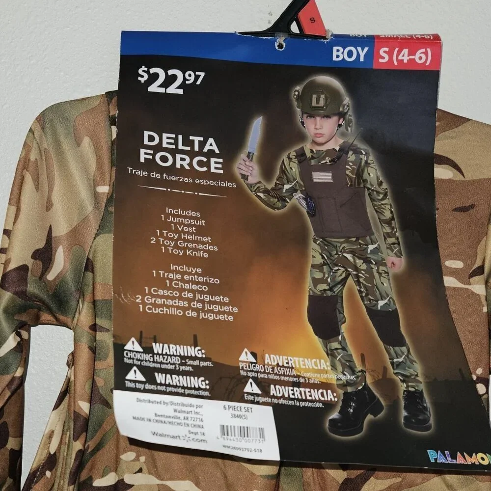 Delta Force Camouflage Halloween Costume Boys Small 4-6 VEST HELMET NOT INCLUDED